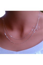 Beautiful Leaf Double Layers Necklace(Silver)(1Pc)