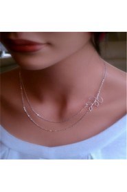 Beautiful Leaf Double Layers Necklace(Silver)(1Pc)