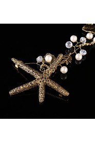 Luxery Gold Starfish Women's / Flower Girl's Pearl / Alloy Headpiece-Wedding / Special Occasion Head Chain 1 Piece