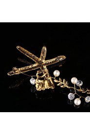 Luxery Gold Starfish Women's / Flower Girl's Pearl / Alloy Headpiece-Wedding / Special Occasion Head Chain 1 Piece