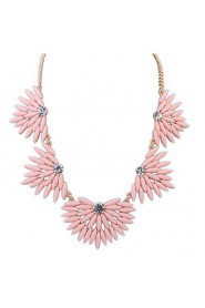 Fashion Punk Style Jewelry Statement Pink Flower Pendant Necklace For Lady Women Accessories