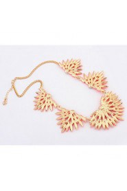 Fashion Punk Style Jewelry Statement Pink Flower Pendant Necklace For Lady Women Accessories