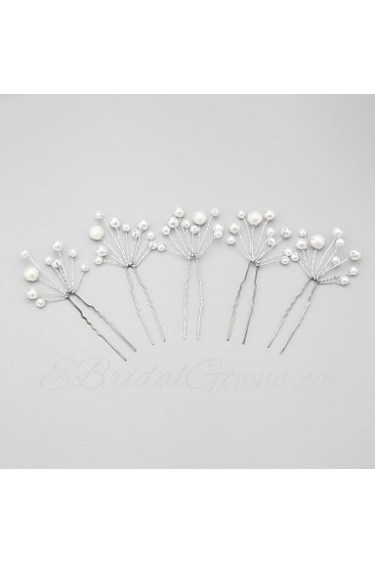 Women/Flower Girl Alloy/Imitation Pearl Hairpins With Imitation Pearl Wedding/Party Headpiece(5Pieces)
