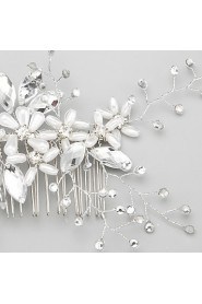 Women's / Flower Girl's Rhinestone / Alloy / Imitation Pearl Headpiece-Wedding / Special Occasion Hair Combs 1 Piece Clear Round