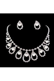 Wedding Bridal Bridesmaid Crystal Necklace Earrings Jewelry Set