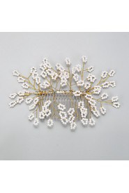 Women's / Flower Girl's Alloy / Imitation Pearl Headpiece-Wedding / Special Occasion Hair Combs 1 Piece Gold Round