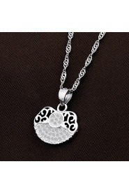 Classic Real 925 Sterling Silver Hollow Lucky Lock Pendants Necklace Super Flash Rhinestone Charms Women Crystal Jewelry