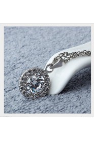 Pure Austrian Rhinestone Round Ball Pendants Shinning Long Chain Silver Necklace Girlfriend Gifts Women Crystal Jewelry