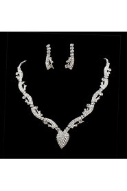 Wedding Bridal Bridesmaid Crystal Necklace Earrings Jewelry Set