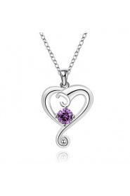 Silver-Plated Heart Shape Silver Necklace(More Colors)