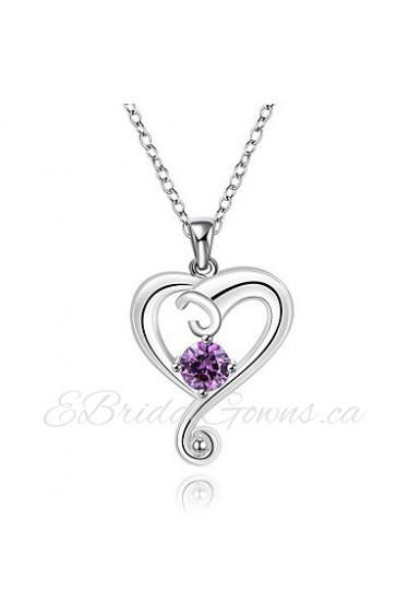 Silver-Plated Heart Shape Silver Necklace(More Colors)