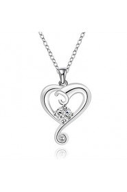 Silver-Plated Heart Shape Silver Necklace(More Colors)