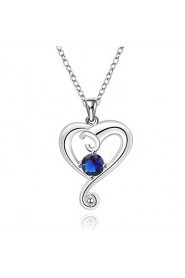 Silver-Plated Heart Shape Silver Necklace(More Colors)