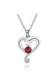 Silver-Plated Heart Shape Silver Necklace(More Colors)