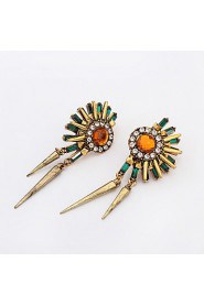 The New Rhinestones Rivets Retro Flower Drop Earrings