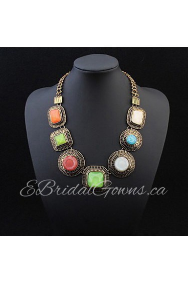 New Colorful Fashion Round Square Necklace Collar Choker Statement Necklace Gold Chain