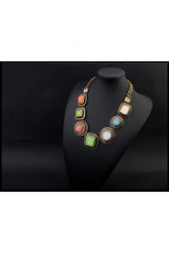 New Colorful Fashion Round Square Necklace Collar Choker Statement Necklace Gold Chain