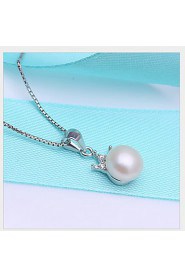 Flash Natural Fresh Water Pearl Crystal Small Zircon Crown Necklace Real 925 Silver Chain Round Beads Pendant Women