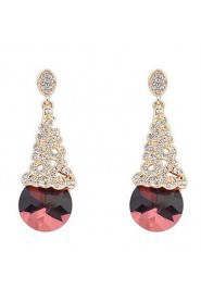 Western Style Red Crystal Rhinestone Bridal Accessories Fashion Earrings Valentine's Day gift