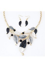 Bohemian Simple Painting Foliage Leaves Necklace Earrings Set