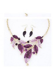 Bohemian Simple Painting Foliage Leaves Necklace Earrings Set