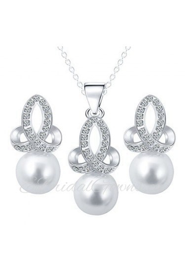 Pearl Diamond Snowflake Shape Fashion Exquisite Dinner With A Valentine's Day Gift Jewelry Set