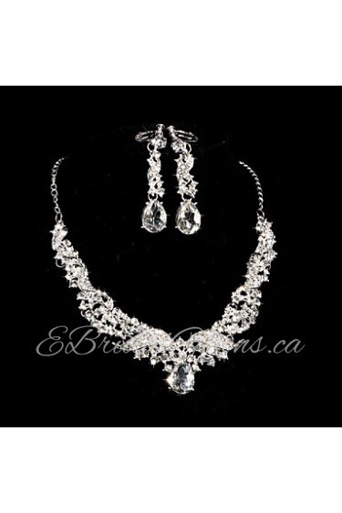 Ladies' Alloy Rhinestone Wedding Jewelry Set