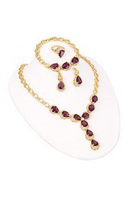 WesternRain 18k Gold Plated Fashionable Australia Rhinestone Crystal Long Drop Pendant Necklace Earring Jewelry Set