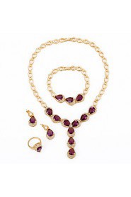 WesternRain 18k Gold Plated Fashionable Australia Rhinestone Crystal Long Drop Pendant Necklace Earring Jewelry Set