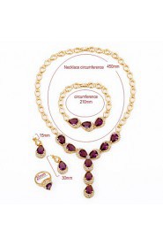 WesternRain 18k Gold Plated Fashionable Australia Rhinestone Crystal Long Drop Pendant Necklace Earring Jewelry Set