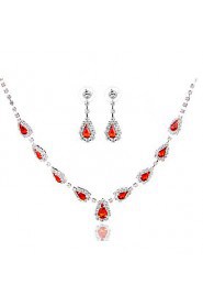 Ladies'/Women's Alloy Wedding/Party Jewelry Set With Rhinestone Red