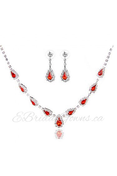 Ladies'/Women's Alloy Wedding/Party Jewelry Set With Rhinestone Red