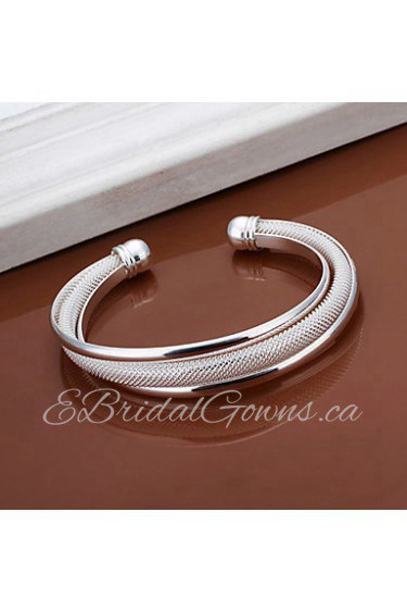 Fashion Bevel Edge Shaped Silver Plating Mesh Bracelet Geometric Modelling Silver Adjustable Bracelet(Silver)(1Pc)