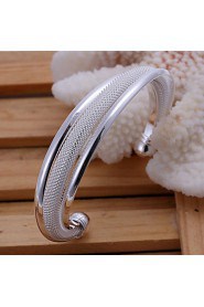 Fashion Bevel Edge Shaped Silver Plating Mesh Bracelet Geometric Modelling Silver Adjustable Bracelet(Silver)(1Pc)