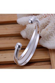 Fashion Bevel Edge Shaped Silver Plating Mesh Bracelet Geometric Modelling Silver Adjustable Bracelet(Silver)(1Pc)