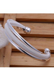 Fashion Bevel Edge Shaped Silver Plating Mesh Bracelet Geometric Modelling Silver Adjustable Bracelet(Silver)(1Pc)