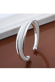 Fashion Bevel Edge Shaped Silver Plating Mesh Bracelet Geometric Modelling Silver Adjustable Bracelet(Silver)(1Pc)