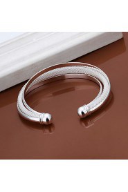 Fashion Bevel Edge Shaped Silver Plating Mesh Bracelet Geometric Modelling Silver Adjustable Bracelet(Silver)(1Pc)