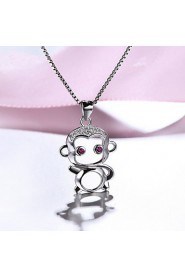 Mix Style 18K Rose Gold Plated Monkey Classic Necklace Real Silver Pendant Water Wave Chain Women Animal Jewelry