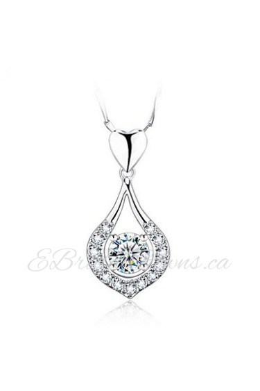 Vintage Super Flash Rhinestone Stone Drop Water Pendant Necklace Link Chain Women Nice Jewelry