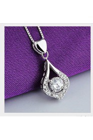 Vintage Super Flash Rhinestone Stone Drop Water Pendant Necklace Link Chain Women Nice Jewelry