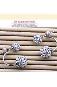 S925 Fine Silver Double Ball Shape Crystal Stud Earrings