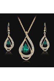 New 18K Yellow Gold Filled Ruby Blue Clear Austrian Crystal Pendant Necklace Jewelry Sets (More Colors)