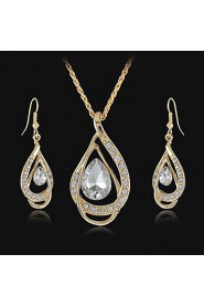 New 18K Yellow Gold Filled Ruby Blue Clear Austrian Crystal Pendant Necklace Jewelry Sets (More Colors)