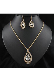 New 18K Yellow Gold Filled Ruby Blue Clear Austrian Crystal Pendant Necklace Jewelry Sets (More Colors)