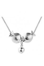 Hot Trendy Pisces Real 925 Silver Link Chain Kiss Fish Pendant Choker Small Bell Necklace Women Nice Animal Jewelry