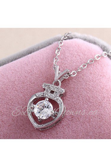 925 Silver Crystal Rhinestone Pendant Long Chain Cubic Zirconia Heart Of Ocean Choker Necklace Vintage Jewelry