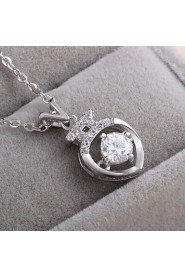 925 Silver Crystal Rhinestone Pendant Long Chain Cubic Zirconia Heart Of Ocean Choker Necklace Vintage Jewelry