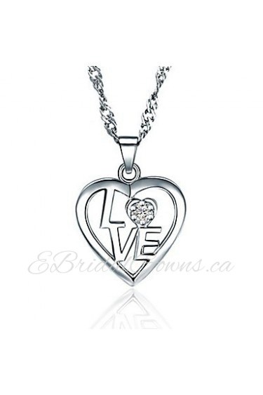 Cute 925 Silver Jewelry Shinning Simple Heart Pendant Necklace Women Lovers Couples Friends Favourite Gift