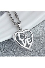 Cute 925 Silver Jewelry Shinning Simple Heart Pendant Necklace Women Lovers Couples Friends Favourite Gift